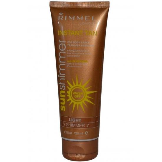 Rimmel London Sunshimmer Instant Tan For Body & Face Light Shimmer 24hr Wear Washes Off Rimmel London 125ml