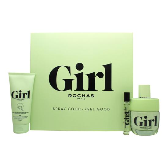 Rochas Girl Gift Set 100ml Eau De Toilette + 7.5ml Eau De Toilette + 100ml Body Lotion