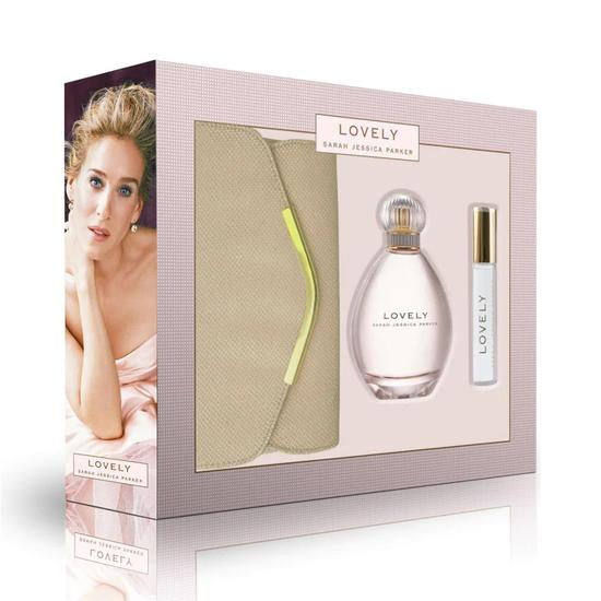 Sarah Jessica Parker Lovely Eau De Parfum Spray 100ml, Rollerball 10ml & Gold Clutch Bag