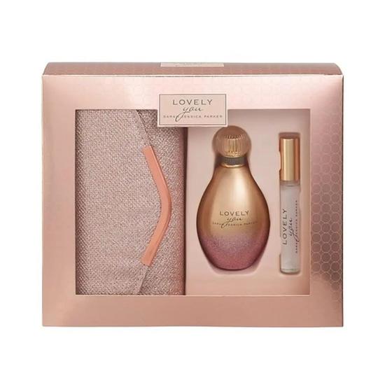 Sarah Jessica Parker Lovely You Set Eau De Parfum 100ml, Eau De Parfum 10ml & Rose Clutch