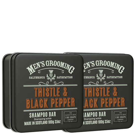 Scottish Fine Soaps Thistle & Black Pepper Shampoo Bar In A Tin 100g
