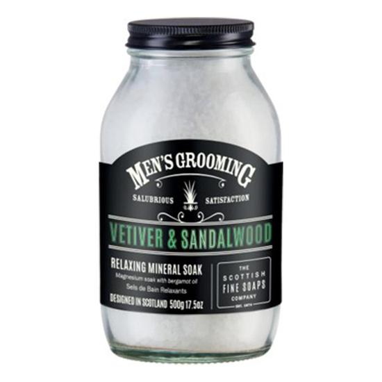 Scottish Fine Soaps Vetiver & Sandalwood Relaxing Mineral Soak 500g