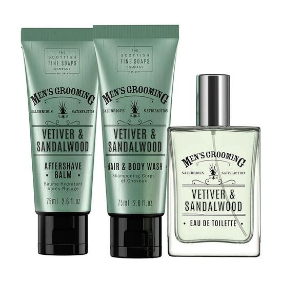 Scottish Fine Soaps Vetiver & Sandalwood Well Groomed Gift Set