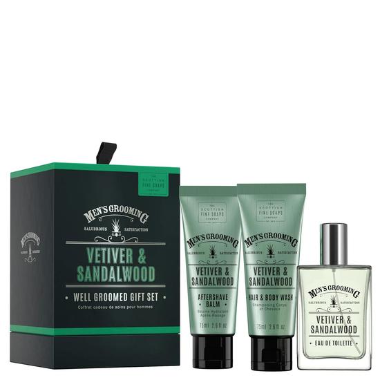 Scottish Fine Soaps Well Groomed Gift Set Vetiver & Sandalwood