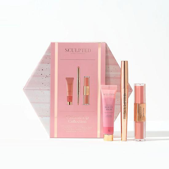 Sculpted by Aimee Ultimate Lip Collection Lip Duo (Belle) + Liquid Lustre (Pinky Brown) + Tinted Beauty Balm (Tinted Rose)