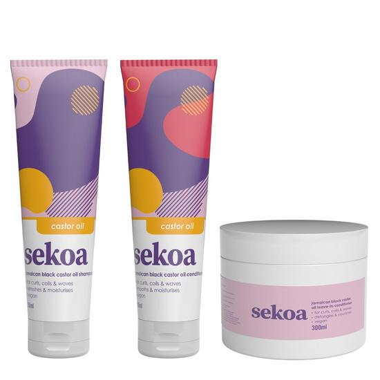 Sekoa Jamaican Black Castor Oil Shampoo, Conditioner & Leave-In Conditioner Pack