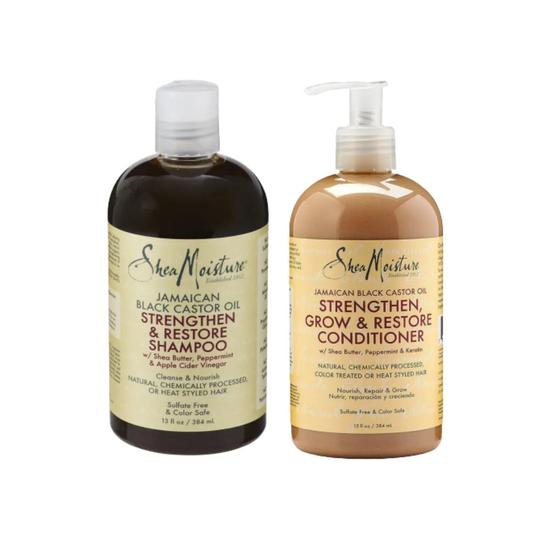 Shea Moisture Jamaican Black Castor Oil Strengthen, Grow & Restore Shampoo & Conditioner Duo Pack