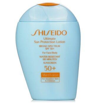 Shiseido Ultimate Sun Protection Lotion WetForce For Face & Body SPF 50+ For Sensitive Skin & Children 100ml