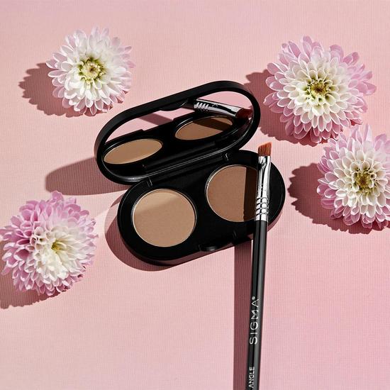 Sigma Beauty Feathered & Flawless Brow Set E65 SMALL ANGLE BRUSH + Dark Brow COLOR + SHAPE BROW POWDER DUO