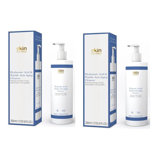 Skin Research Hyaluronic Acid & Peptide Anti-Ageing Cleanser Duo Pack
