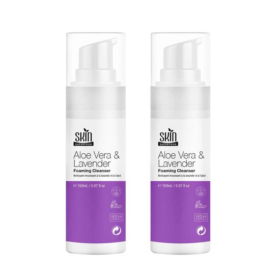 Skin Superfood Aloe Vera & Lavender Foaming Cleanser Twin Value Savings Pack 150ml