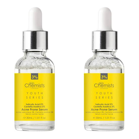 skinChemists Acne Prone Serum Salicylic Acid 2%, Centella Asiatica 3% Duo Pack
