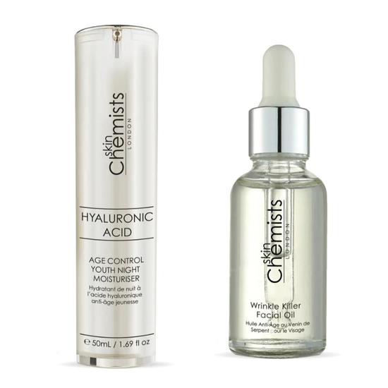 skinChemists Hyaluronic Acid Moisturiser & Wrinkle Killer Facial Oil Anti-Ageing Kit
