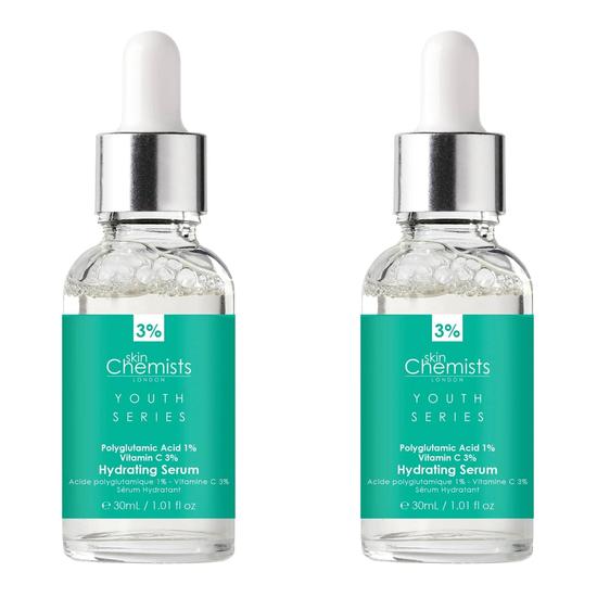skinChemists Hydrating Serum Polyglutamic Acid 1%, Vitamin C 3% Duo Pack