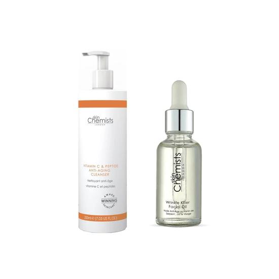 skinChemists Vitamin C Cleanser & Wrinkle Killer Facial Oil Anti-Ageing Kit