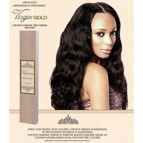 Sleek Hair 100% Virgin Gold Brazilian Gold Wavy Dark Brown, 12"