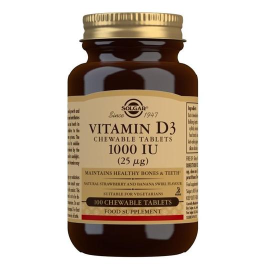 Solgar Vitamin D3 1000iu Chewable Tablets 100 Tablets