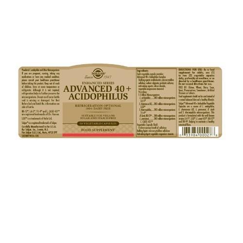 Solgar Vitamins Solgar Advanced 40+ Acidophilus Vegicaps 60 x60