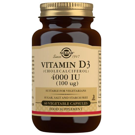 Solgar Vitamins Vitamin D3 Cholecalciferol 4000 IU 100 Ug x60