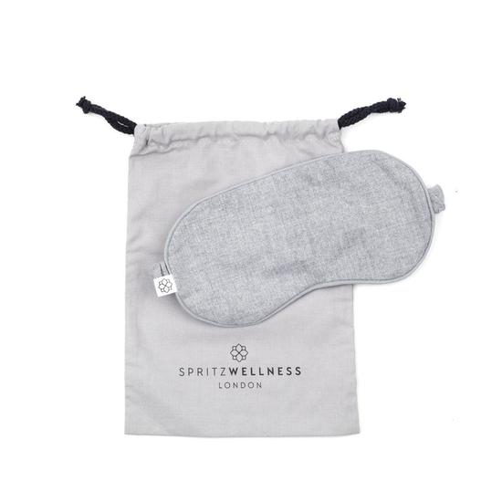 Spritz Wellness Luxury Soft Grey Sleep Mask Scented With Removeable Soothing Lavender