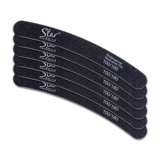 Star Nails Black Boomerang File 100/180 6pk