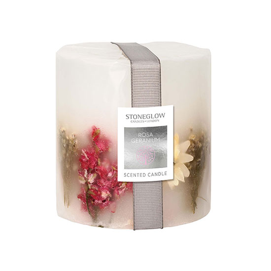 Stoneglow Geranium Rosa Pillar Candle