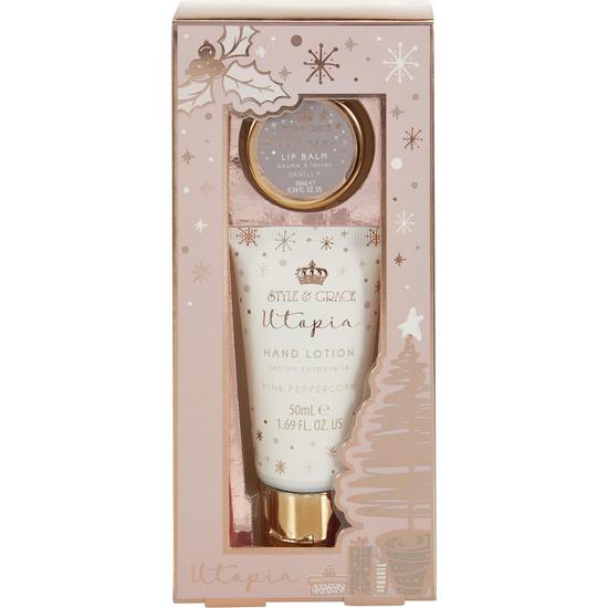 Style & Grace Utopia Festive Rescue Gift Set 50ml Hand Lotion + 10ml Lip Balm