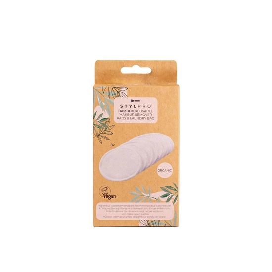 Stylpro Bamboo Reusable Makeup Remover Pads & Laundry Bag x8