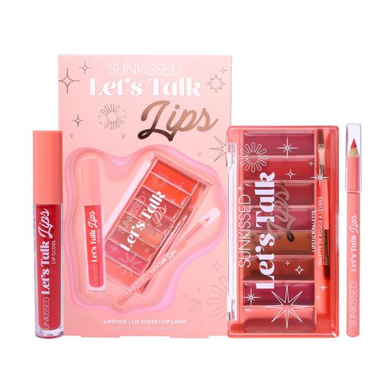 Sunkissed Let's Talk Lips 0.8g Lip Liner 3.2ml Lip Gloss Lip Palette