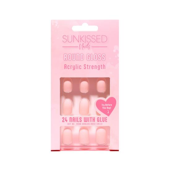 Sunkissed Nail Studio French Ombre Acrylic Strength Round Nails 24 Pieces