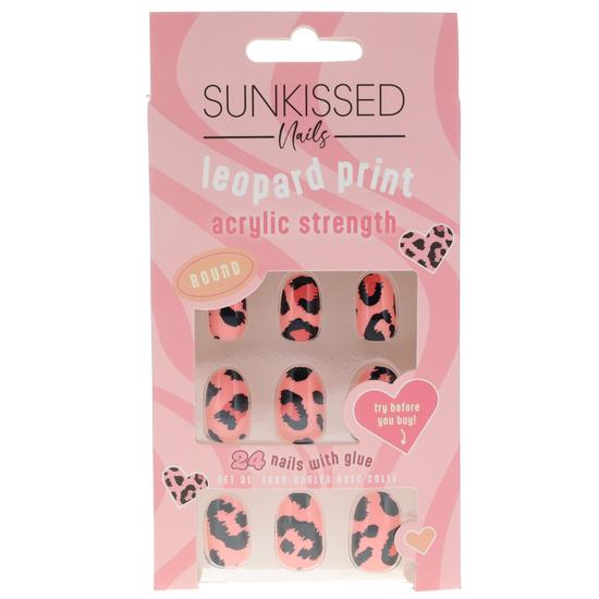 Sunkissed Nails Acrylic Strength Round Leopard Print Nails 24 Pieces