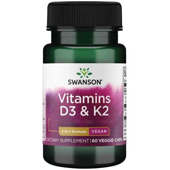 Swanson Vitamins D3 & K2 50mcg & 75mcg Capsules 60 Capsules