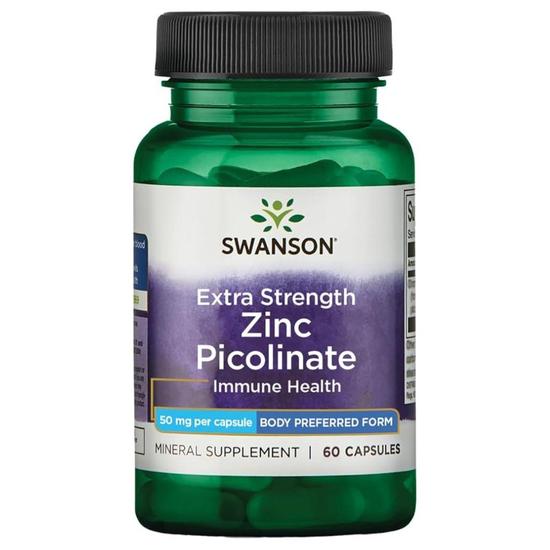 Swanson Zinc Picolinate Body Preferred Form 50mg Extra Strength Capsules 60 Capsules