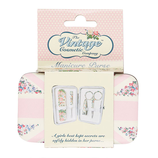The Vintage Cosmetic Company Manicure Purse - Pink Flag
