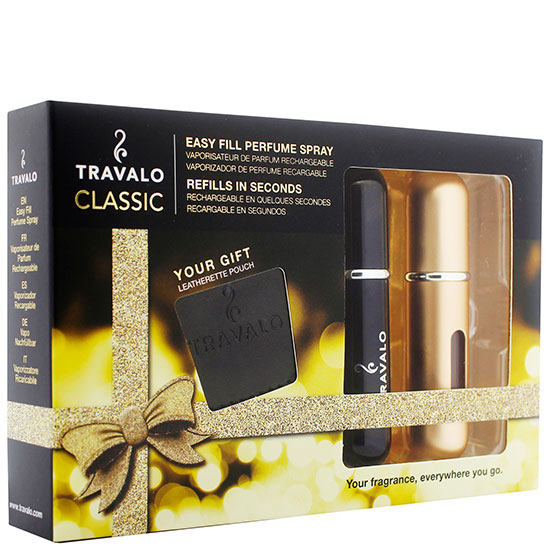 Travalo Perfume Atomiser Travalo Classic Black & Gold Gift Box