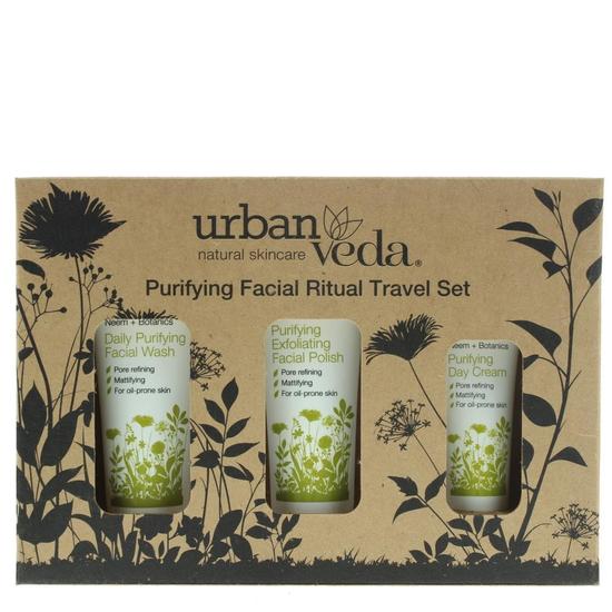 Urban Veda Purifying Face Ritual Travel Skin Care Gift Set Neem + Botanics