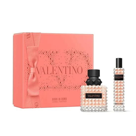 Valentino Donna Born In Roma Coral Fantasy Eau De Parfum Women's Perfume Gift Set Spray + 15ml Eau De Parfum
