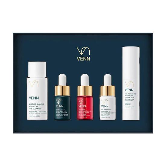 Venn Skin Care The Discovery Set All-In-One Cleanser 30ml, Compound K Hyaluronic Booster 7ml, Probiotics Cica Complex Biome Booster 7ml, Age-Reversing All-In-One Concentrate 15ml + Advanced Multi-Perfecting Red Oil Serum 7ml