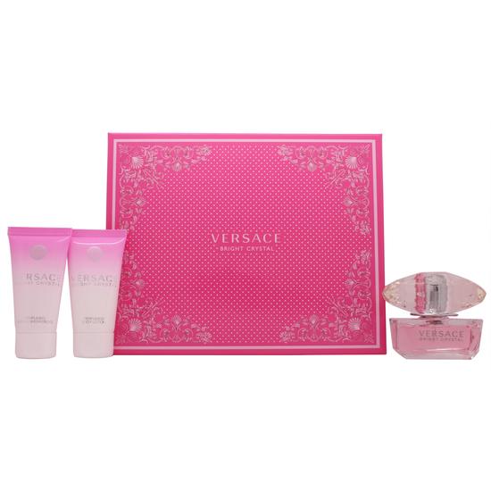 Versace Bright Crystal Gift Set 50ml Eau De Toilette + 50ml Perfumed Body Lotion + 50ml Perfumed Bath & Shower Gel