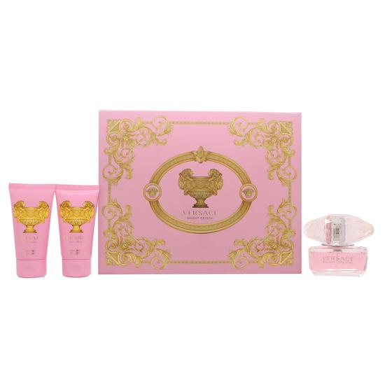 Versace Bright Crystal Gift Set 50ml Eau De Toilette + 50ml Shower Gel + 50ml Body Lotion