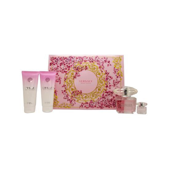 Versace Bright Crystal Gift Set 90ml Eau De Toilette + 100ml Body Lotion + 100ml Shower Gel + 5ml Eau De Toilette