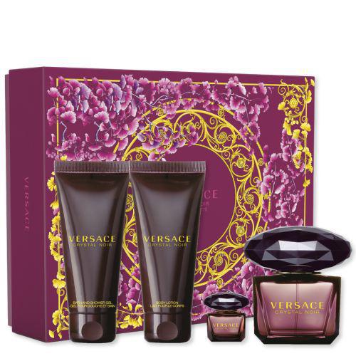 Versace Crystal Noir Eau De Toilette Gift Set Eau De Toilette 90ml 10ml Shower Gel Body Lotion