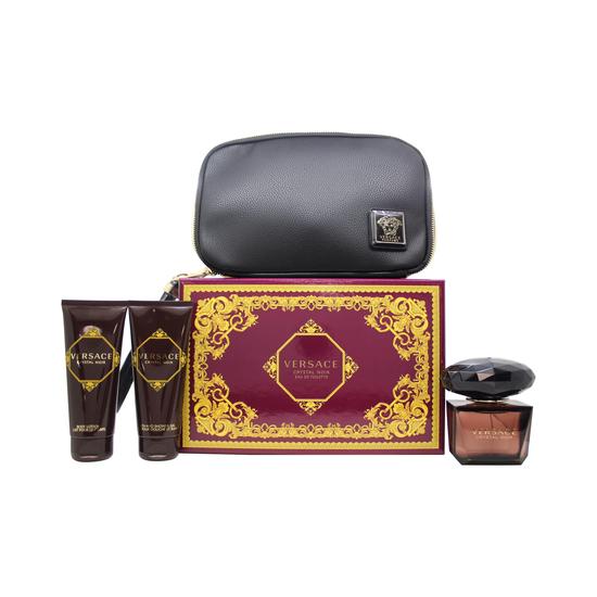 Versace Crystal Noir Gift Set 90ml Eau De Toilette + 100ml Body Lotion + 100ml Shower Gel + Bag