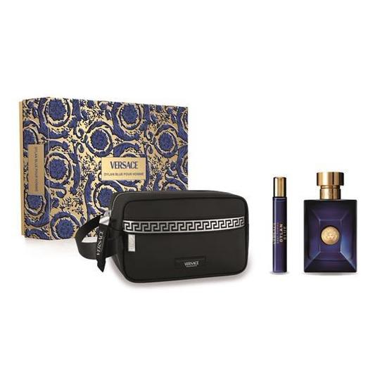Versace Dylan Blue Pour Homme Gift Set 100ml Eau De Toilette + 10ml Eau De Toilette + Black Trousse