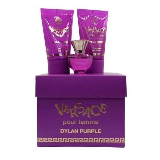 Versace Dylan Purple Pour Femme Eau De Parfum 5ml Mini Shower Gel 25ml, Body Lotion 25ml