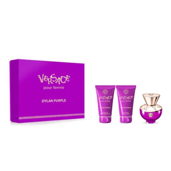 Versace Dylan Purple Pour Femme Eau De Parfum Women's Perfume Gift Set Spray With Shower Gel & Body Lotion 50ml