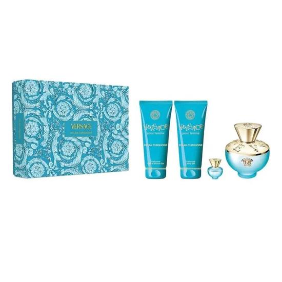 Versace Dylan Turquoise Gift Set Eau De Toilette 100ml + Eau De Parfum 5ml + Body Gel 100ml + Shower Gel 100ml