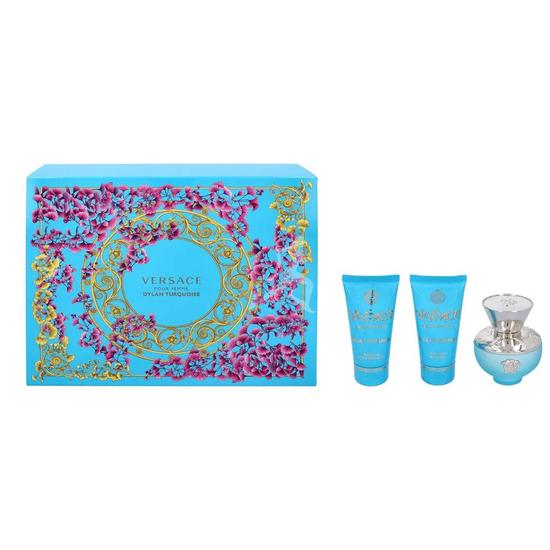 Versace Dylan Turquoise Pour Femme Eau De Toilette Perfume Gift Set Spray With Shower Gel & Body Gel 50ml