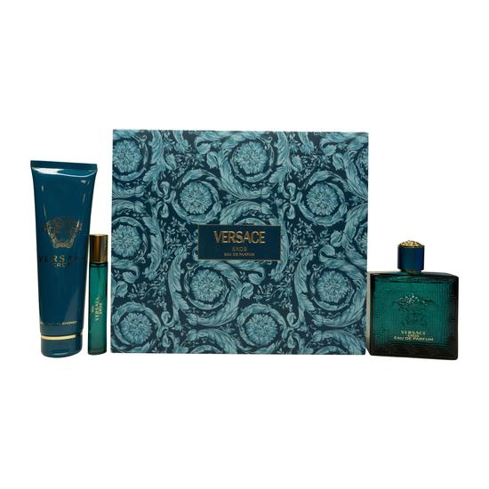 Versace Eros Gift Set 100ml Eau De Parfum 10ml Eau De Parfum 150ml Shower