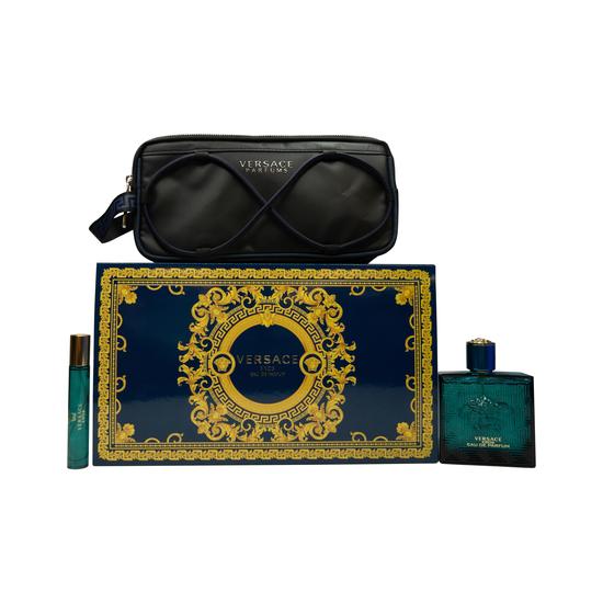 Versace Eros Gift Set 100ml Eau De Parfum + 10ml Eau De Parfum + Toiletry Bag